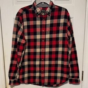 Eddie Bauer Red‎ and Black Checkered Flannel Button down Shirt Size Large